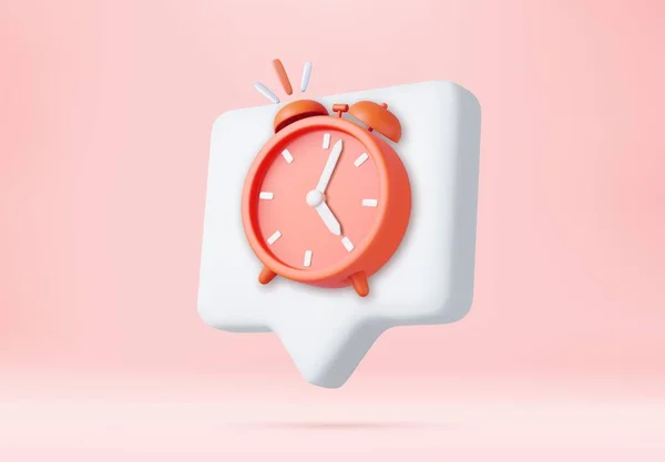 Pastel Pembe Arka Planda Boyutlu Alarm Saati Minimum Tasarım Zaman — Stok Vektör