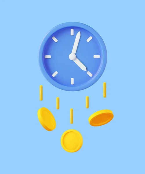 Horloge Avec Dollar Pièces Concept Temps Est Argent Revenu Annuel — Image vectorielle