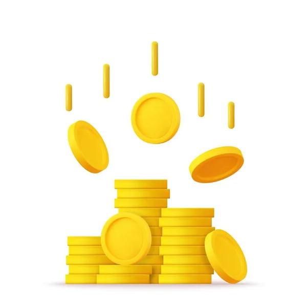 Zásobník Zlatých Mincí Ikona Prázdná Cedule Zlaté Peníze Růst Příjem — Stockový vektor