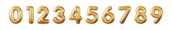 Globos Número Oro Globos Lámina Látex Balones Helio Fiesta Cumpleaños — Vector de stock