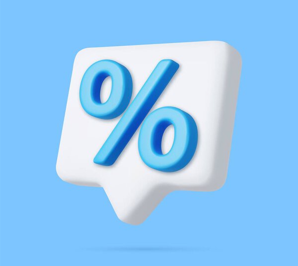 3d Symbol percentage icon message speech bubble. sale discount price digital marketing online notification. 3d rendering. Vector illustration