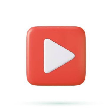 3D basit oynatma videosu veya ses simgesi. Arayüz sembolünü oynat. 3D görüntüleme. Vektör illüstrasyonu.