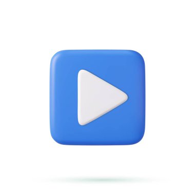 3D basit oynatma videosu veya ses simgesi. Arayüz sembolünü oynat. 3D görüntüleme. Vektör illüstrasyonu.