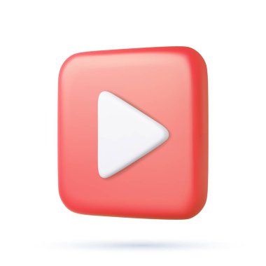 3D basit oynatma videosu veya ses simgesi. Arayüz sembolünü oynat. 3D görüntüleme. Vektör illüstrasyonu.