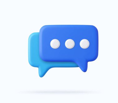 3D speech bubble icons isolated on background. 3D symbol for chat on social media. Chatting box, message box. 3d rendering. Vector illustration clipart
