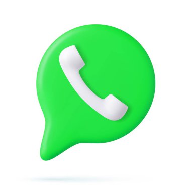 Cep telefonu ile 3D konuşma bulutu. Gelen aramayı kabul et. Geri bildirim konsepti. Telefon uygulaması simgesi simgeleri. 3D görüntüleme. Vektör illüstrasyonu