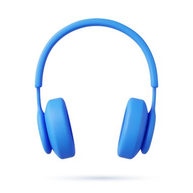Yüksek sesli müzik dinlemek için dinamikli 3D kulaklıklar beyaz arkaplanda izole edilmiş ses ses şablonu ikonu. 3D görüntüleme. Vektör illüstrasyonu