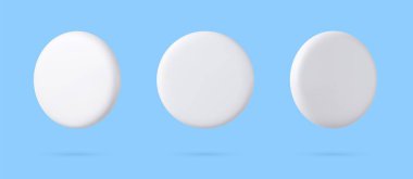 Mavi arkaplanda izole edilmiş üç boyutlu konuşma balonu simgeleri. Üç boyutlu sohbet simgesi seti. Sohbet kutusu, mesaj kutusu. 3D görüntüleme. Vektör illüstrasyonu