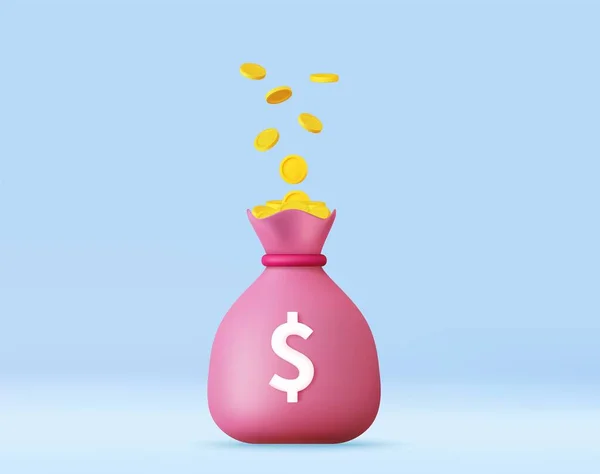 Full Money Bag Met Dollarpictogram Concept Van Contant Geld Rentevoet — Stockvector