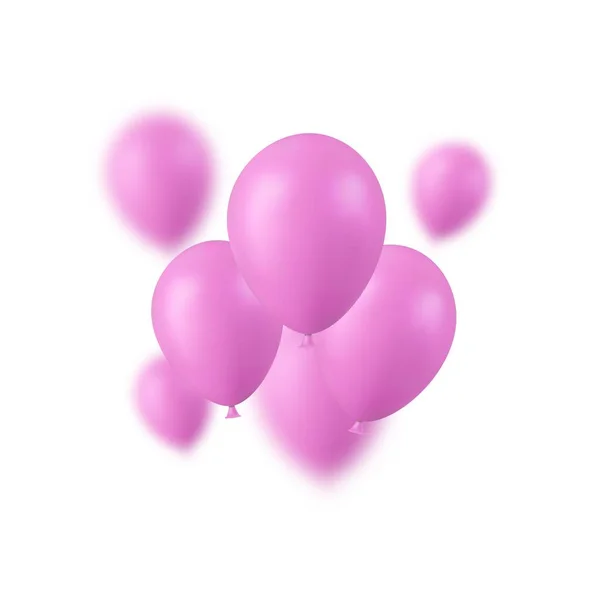 Realistické Růžové Všechno Nejlepší Narozeninám Balónky Létání Párty Oslavy Ilustrace — Stockový vektor