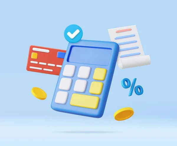Taschenrechner Mit Fließender Münze Und Kreditkarte Haushaltssicherungskonzept Finanzielle Berechnung Des — Stockvektor