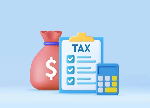 Pagamento Impostos Conceito Imposto Negócios Sacos Dinheiro Calculadora Formulário Fiscal —  Vetores de Stock