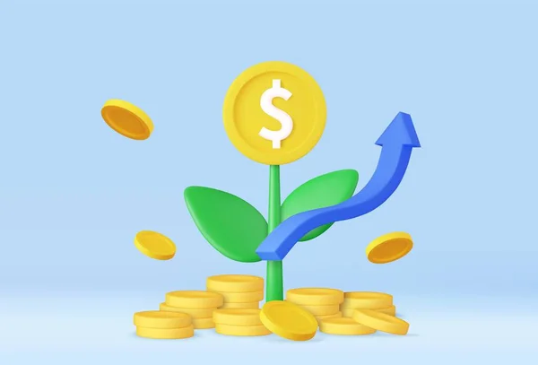 Geldbaumpflanze Mit Münze Sparkonzept Unternehmensgewinninvestitionen Finanzierung Von Ausbildung Einkommen Geschäftsentwicklungskonzept — Stockvektor