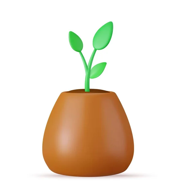 Piante Verdi Vaso Isolate Fondo Bianco Fiore Pianta Con Foglie — Vettoriale Stock