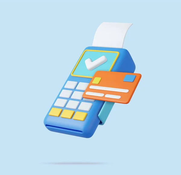 Pos Terminal Receipt Credit Card Pos Terminal Payment Concept Online — Stock Vector