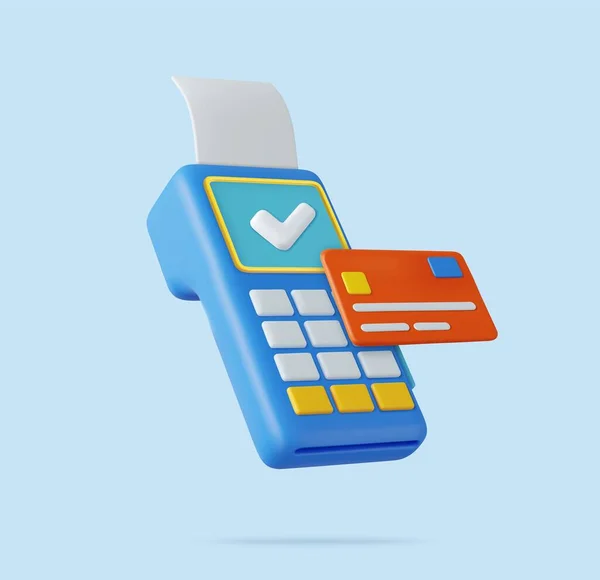 Pos Terminal Receipt Credit Card Pos Terminal Payment Concept Online — Stock Vector