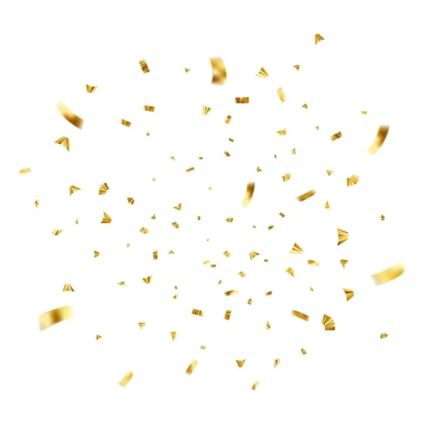 Падаючі Блискучі Золоті Конфетті Ізольовані Білому Тлі Яскрава Святкова Мішура — стоковий вектор