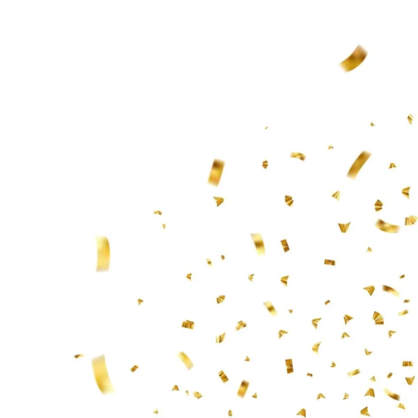 Confettis Dorés Brillants Tombants Isolés Sur Fond Blanc Clochette Festive — Image vectorielle