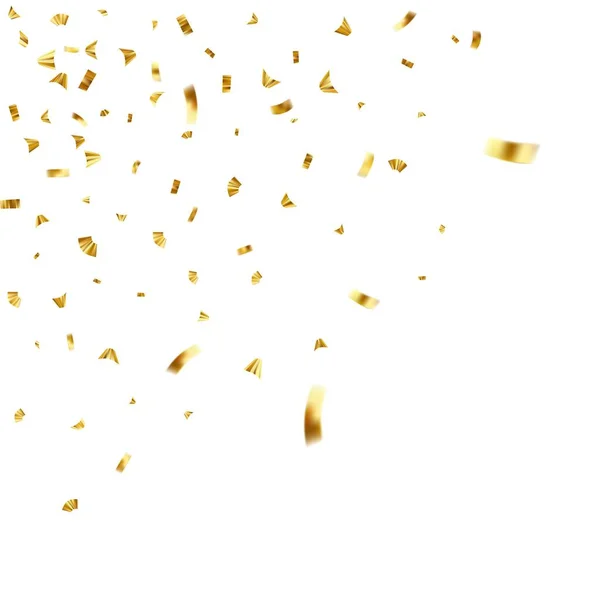 Falling Shiny Golden Confetti Isolated White Background Bright Festive Tinsel — Stock Vector