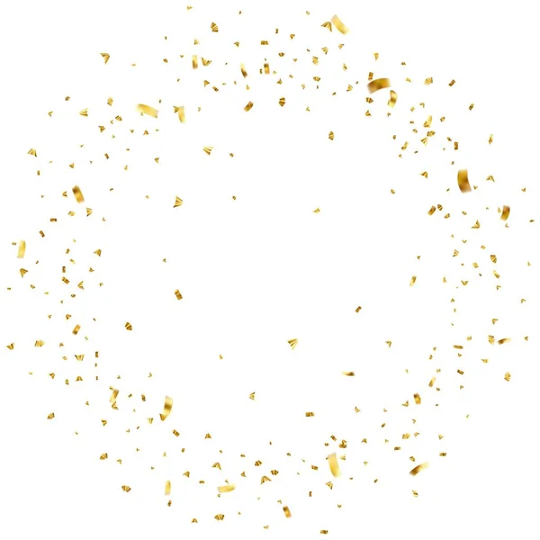 Fallendes Goldenes Konfetti Vereinzelt Auf Weißem Hintergrund Helles Festliches Lametta — Stockvektor