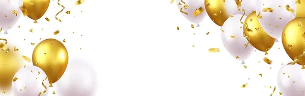 Знамя Праздничной Вечеринки Цветными Воздушными Шарами Конфетти Фон Открытка Роскошь — стоковый вектор