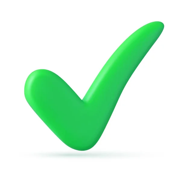 Zielony Znak Kontrolny Ikona Symbol Zgody Użytkownika Zaufania Pozytywne Głosowanie — Wektor stockowy