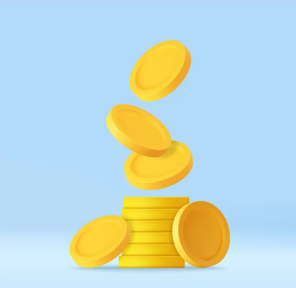 Zásobník Zlatých Mincí Ikona Prázdná Cedule Zlaté Peníze Růst Příjem — Stockový vektor