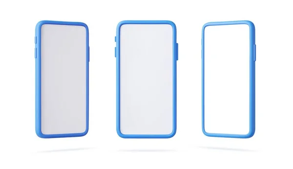 Render Smartphone Attrappe Mit Leerem Weißen Bildschirm Auf Weißem Hintergrund — Stockvektor