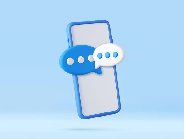 Smartphone Met Zwevende Chat Bubbels Social Media Chat App Trendy — Stockvector