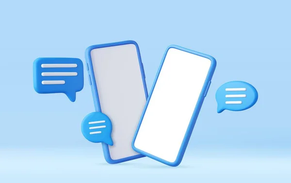 Smartphone Met Zwevende Chat Bubbels Social Media Chat App Trendy — Stockvector