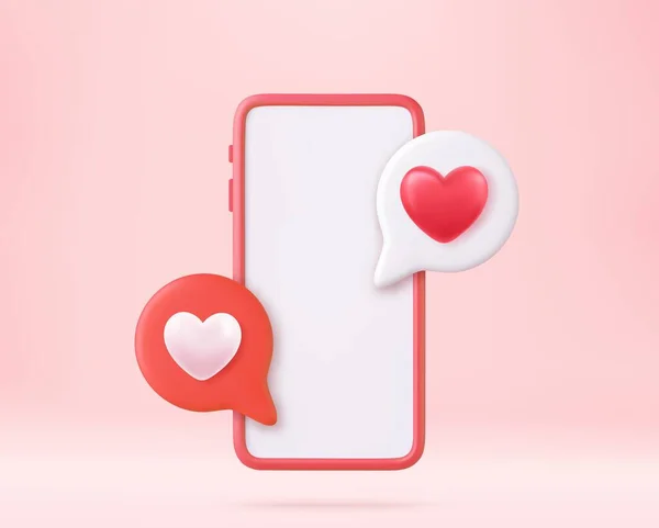 Icon Heart Smartphone Social Media Online Concept Online Social Communication — Stock Vector
