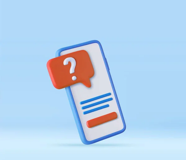 Ícone Ponto Interrogação Botão Pergunta Celular Pergunta Telefone Celular Renderização —  Vetores de Stock