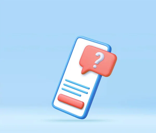 Ícone Ponto Interrogação Botão Pergunta Celular Pergunta Telefone Celular Renderização —  Vetores de Stock