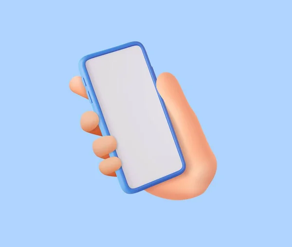 Mão Segurando Telefone Celular Com Tela Vazia Dispositivo Telefone Mockup — Vetor de Stock