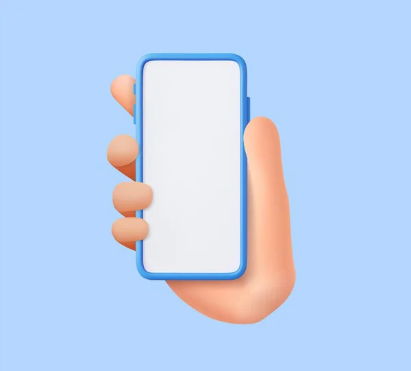 Hand Håller Mobiltelefon Med Tom Skärm Telefon Enhet Mockup Marknadsföringstidsmallen — Stock vektor
