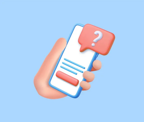 Рука Тримає Мобільний Телефон Значком Питання Кнопкою Питання Питання Мобільного — стоковий вектор