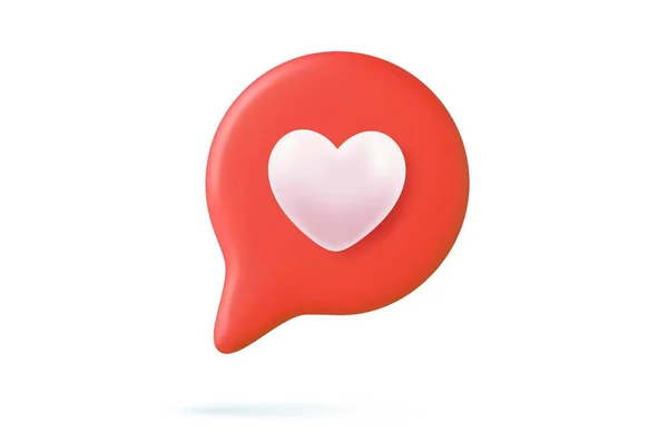 Социальных Медиа Уведомления Любовь Сердце Значок Красной Булавки Изолированы Белом — стоковый вектор