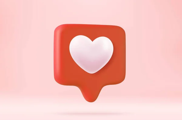 Social Media Notificação Amor Como Ícone Coração Pino Vermelho Isolado — Vetor de Stock