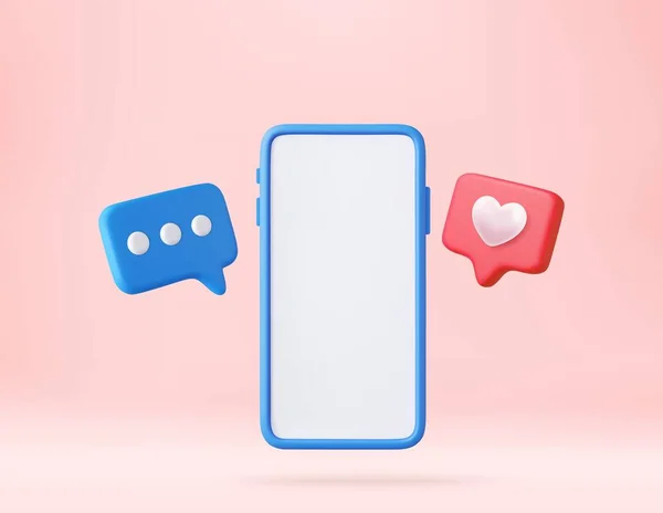 Icon Heart Smartphone Social Media Online Concept Online Social Communication — Stock Vector