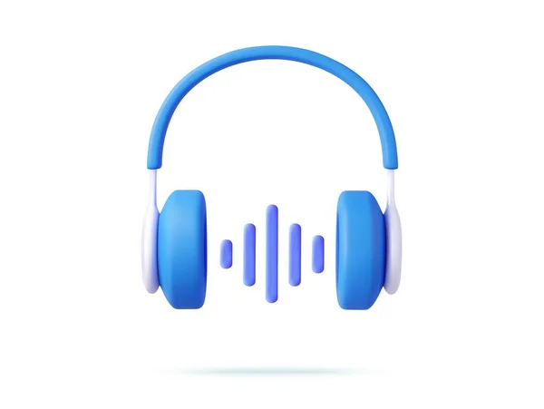 Beyaz Arka Planda Ses Dalgalı Kulaklıklar Ses Ekipmanı Görüntüleme Vektör — Stok Vektör