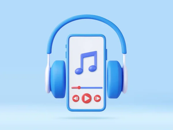 Casques Smartphone Écouter Musique Application Concept Pour Musique Ligne Radio — Image vectorielle