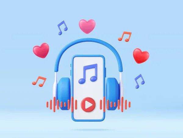 Kulaklıklar Akıllı Telefon Uygulama Üzerinden Müzik Dinlemek Çevrimiçi Müzik Radyo — Stok Vektör