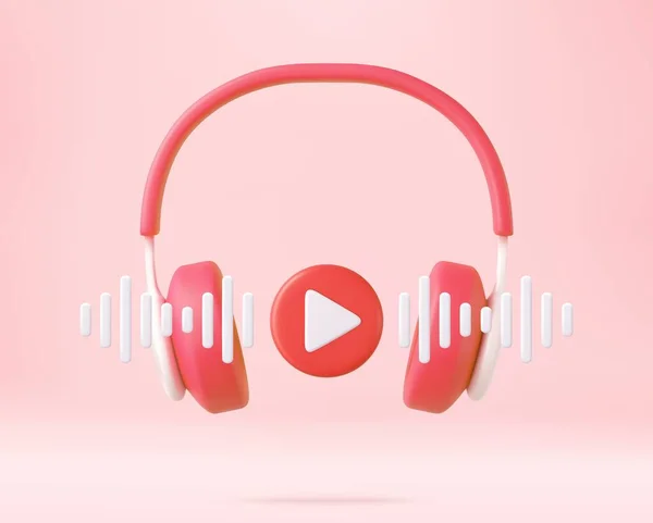 Sluchátka Mobilní Moderní Přehrávání Videa Koncept Pro Line Hudbu Rádio — Stockový vektor