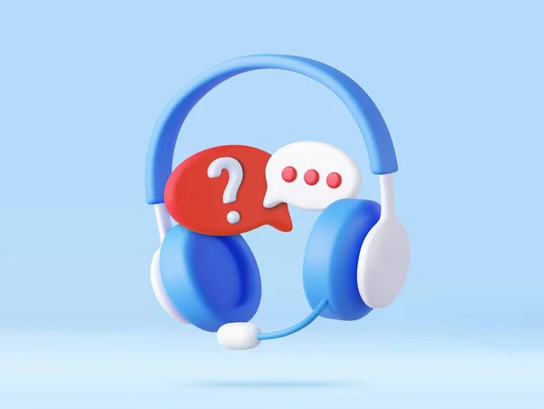 Call Center Kopfhörer Mit Sprechblasenbotschaft Mit Fragezeichen Online Kundenbetreuung Faq — Stockvektor