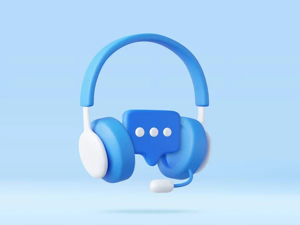Casque Avec Microphone Bulle Vocale Service Assistance Téléphonique Avec Écouteurs — Image vectorielle