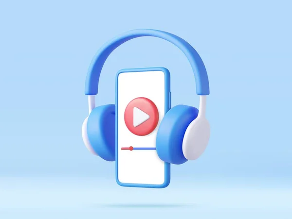 Kopfhörer Und Smartphone Musik Über Die App Hören Konzept Für — Stockvektor