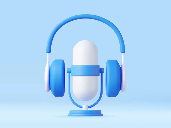 Mikrofon Und Kopfhörer Mit Dynamik Für Lautes Musikhören Genießen Audio — Stockvektor