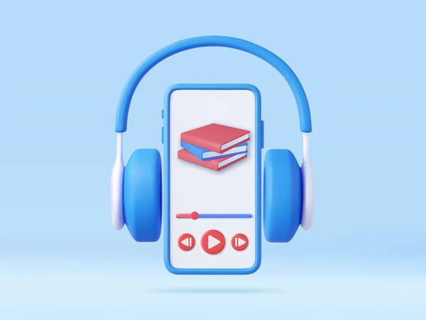 Ασύρματα Ακουστικά Smartphone Και Βιβλίο Έννοια Για Online Μουσική Ραδιόφωνο — Διανυσματικό Αρχείο