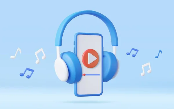 Hörlurar Och Smarttelefon Melodi Lapp Lyssna Musik Appen Begreppet Musik — Stock vektor