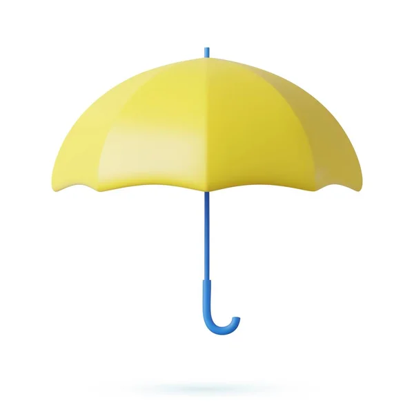 Sárga Esernyő Elszigetelt Fehér Háttérrel Renderelés Vektorillusztráció — Stock Vector